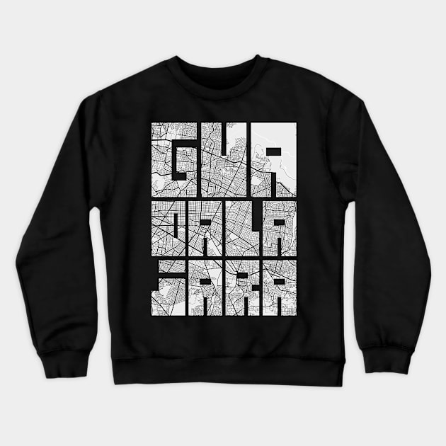 Guadalajara, Mexico City Map Typography - Light Crewneck Sweatshirt by deMAP Studio